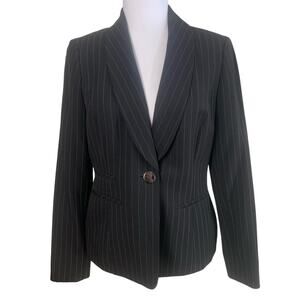 Kasper Size 4 Pinstripe One Button  Blazer Jacket Black Career Office Capsule